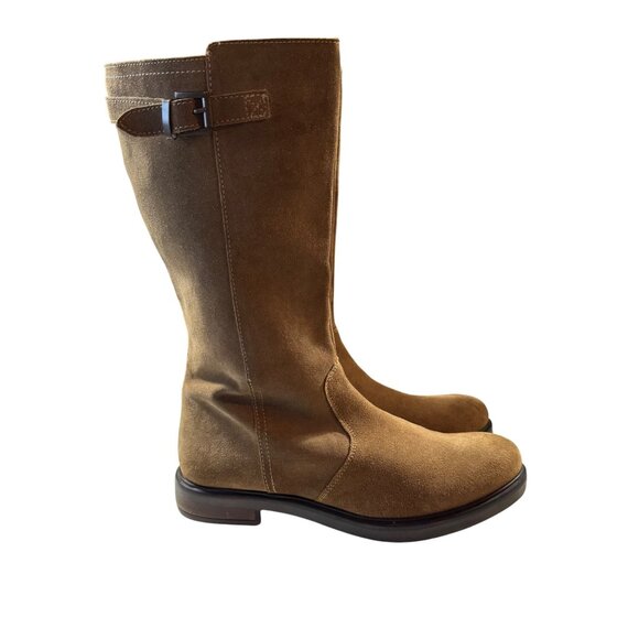 Lands End Women's Tan Suede Knee-High Boots Adjustable Buckle Size 9 - Picture 4 of 7